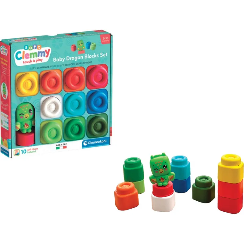 Clemmy Színes puha építőkocka sárkány figurával 10db-os szett - Clementoni Olcsó