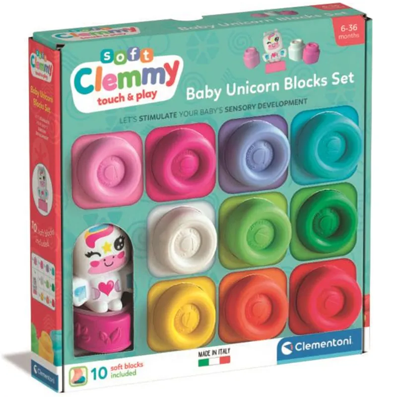 Gyors kiszállítás Clemmy Színes puha építőkocka unikornis figurával 10db-os szett - Clementoni