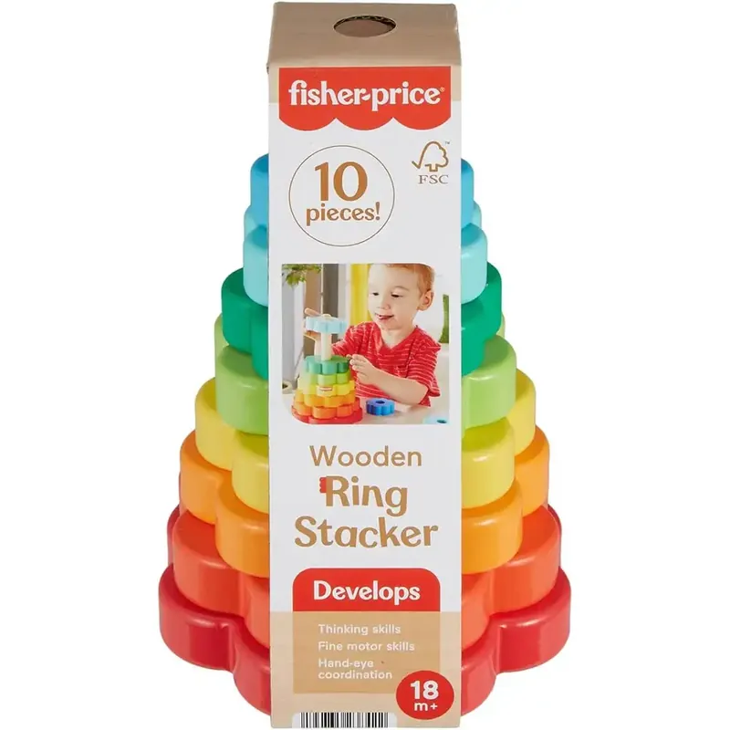 Fisher-Price Wood Fa Gyűrűpiramis fejlesztő játék - Mattel Olcsó