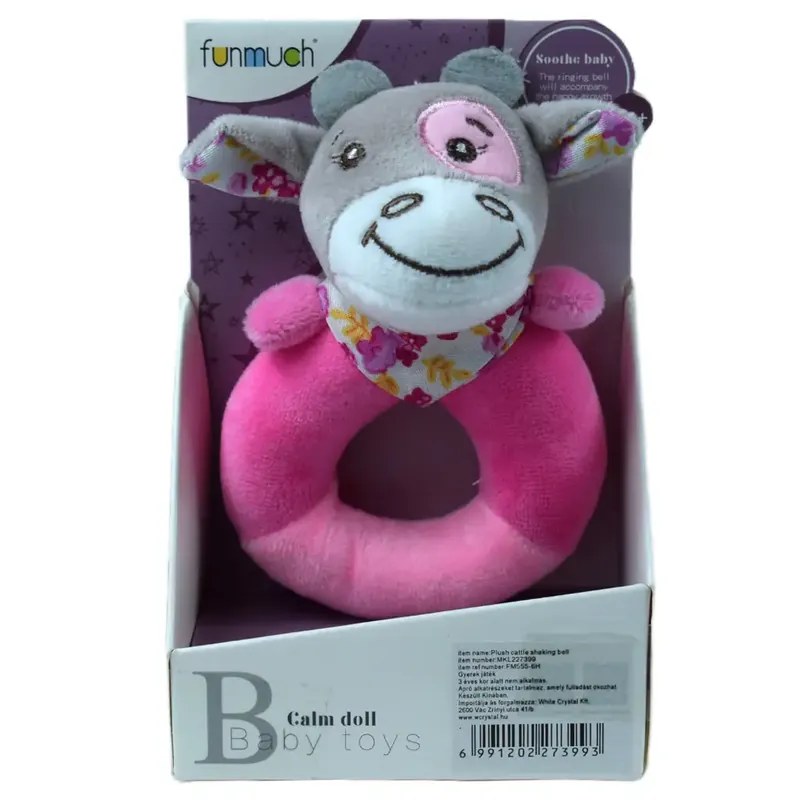 Prémium FunMuch Plüss pink bocis bébicsörgő