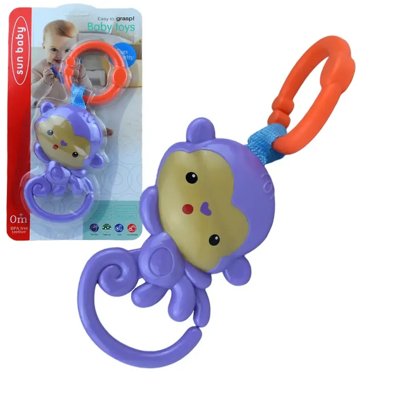 Legjobb ár Sun Baby Vidám lila majom BPA mentes bébi csörgő