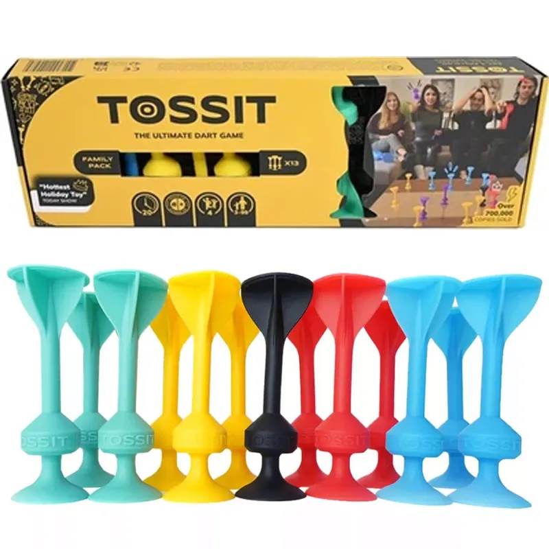 Biztonságos vásárlás Tossit Family Pack – Piros, Türkiz, Kék, Sárga tapadókorongos darts társasjáték