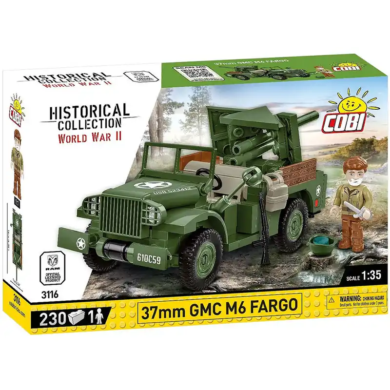 COBI WW II 37mm GMC M6 Fargo építőjáték (3116) Szuper akció