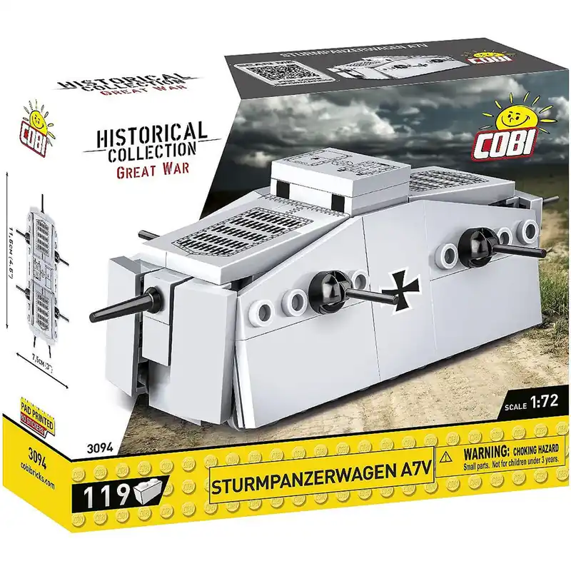 COBI Sturmpanzerwagen A7V német harckocsi építőjáték (3094) Akció