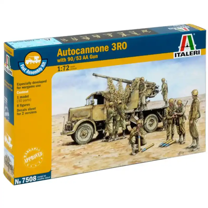 Italeri 1/72 Autocannone 3RO légvédelmi löveg 8db figurával makett szett Népszerű