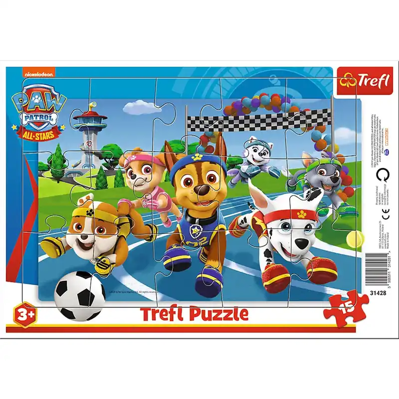 Biztonságos fizetés Mancs Őrjárat Sportos kaland 15db-os keretes puzzle - Trefl
