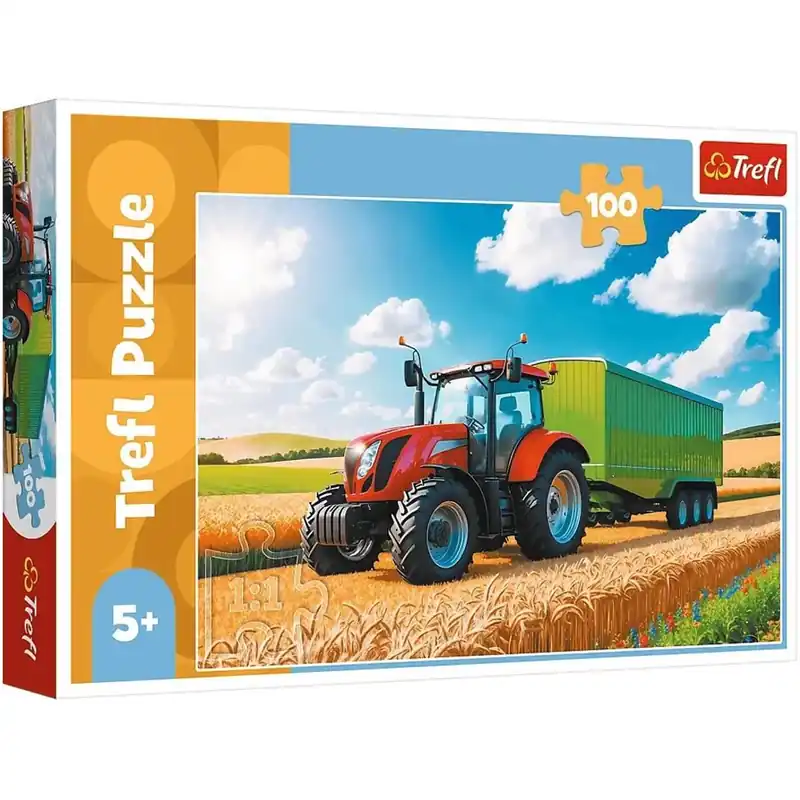 Rendeld meg most Mezőgazdasági gépek Pótkocsis traktor 100db-os puzzle - Trefl