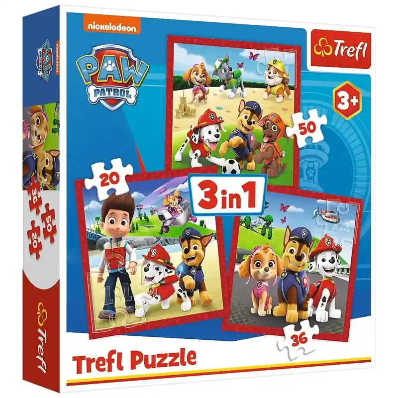 Mancs őrjárat Boldog kutyusok 3 az 1-ben puzzle - Trefl Árcsökkenés
