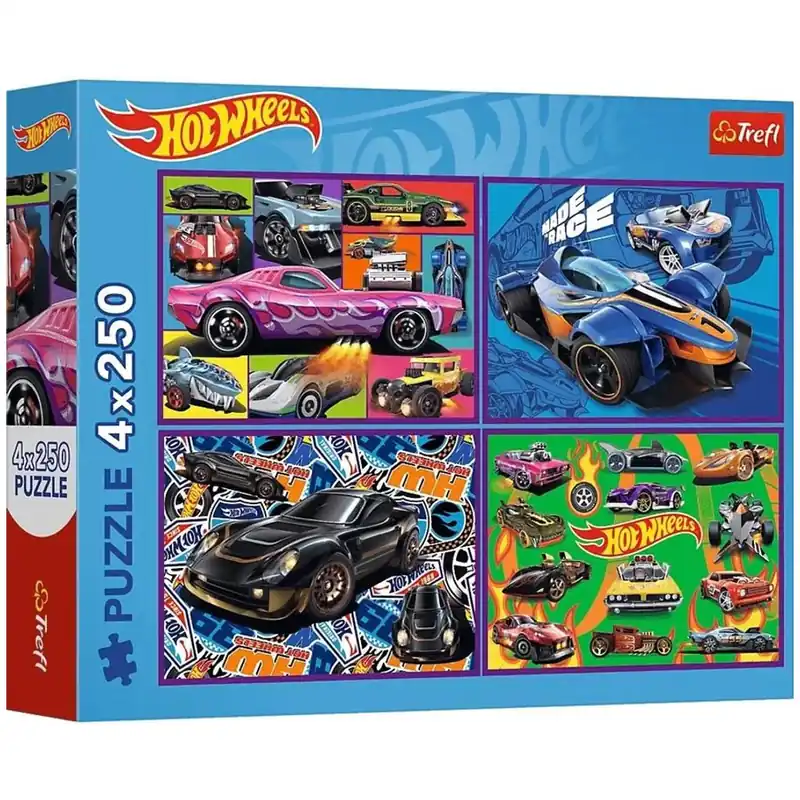 Utolsó esély Hot Wheels versenyautók 4x250db-os puzzle - Trefl