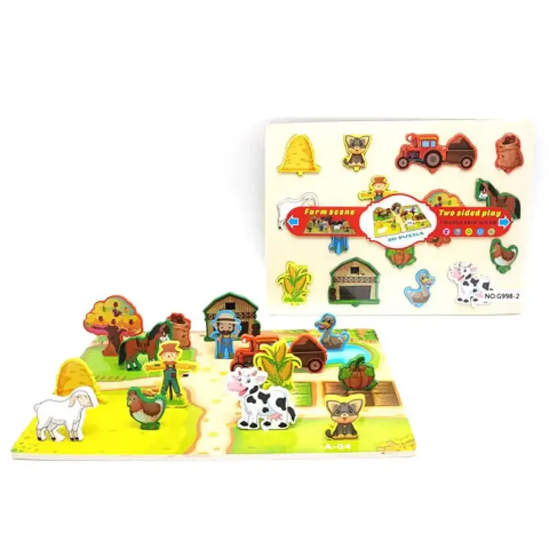 Bestseller A farm állatai fa kétoldalú forma puzzle