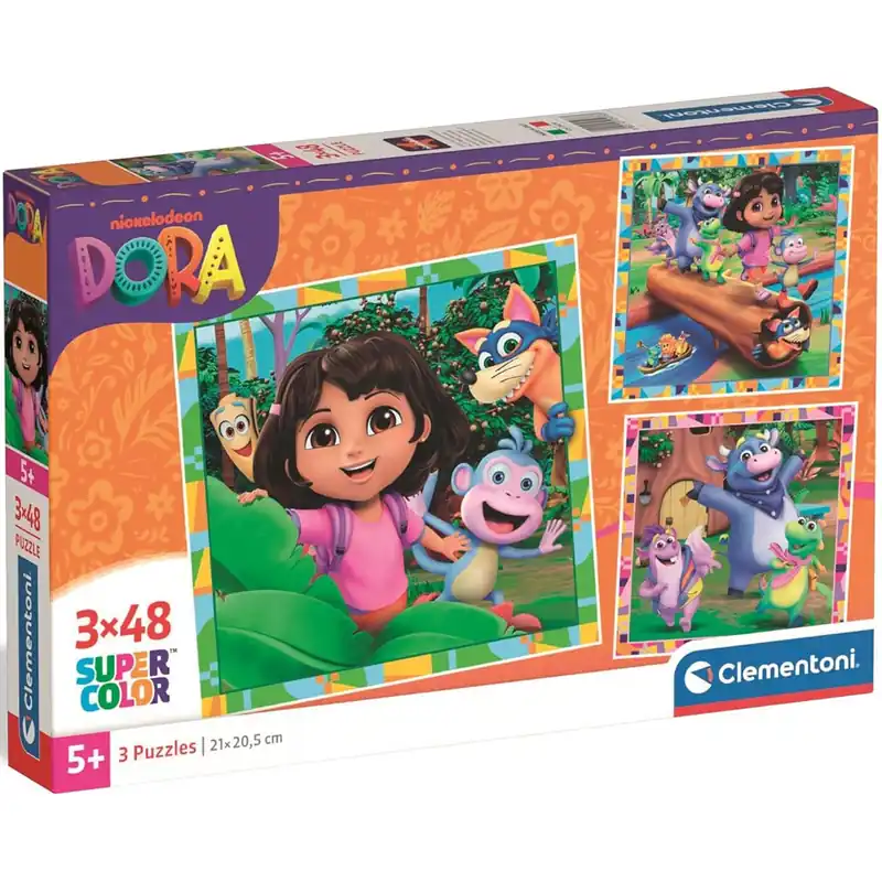 Kiárusítás Dóra a felfedező 3x48db-os Supercolor puzzle - Clementoni