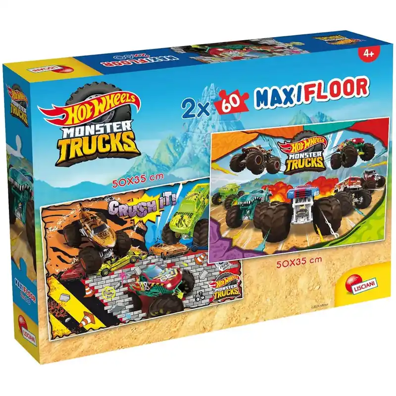 Utolsó esély Hot Wheels Monster trucks 2 x 60db-os maxi padló puzzle 50x35cm - Lisciani