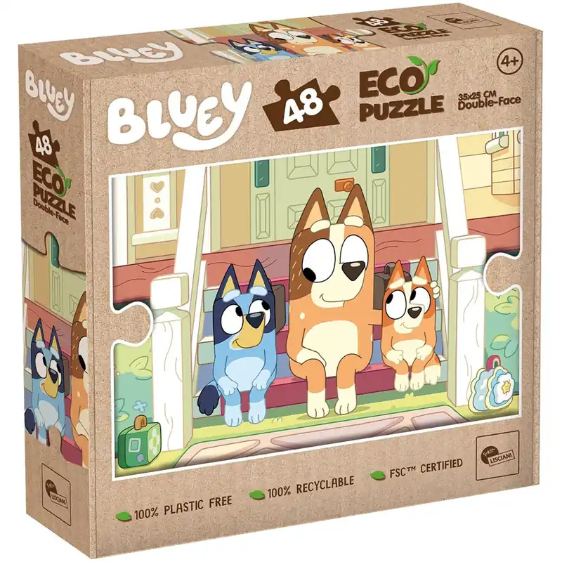 Különleges ajánlat Bluey kutyusok a lépcsőn 2 az 1-ben 48db-os Eco mini puzzle és színező 35x25cm - Lisciani