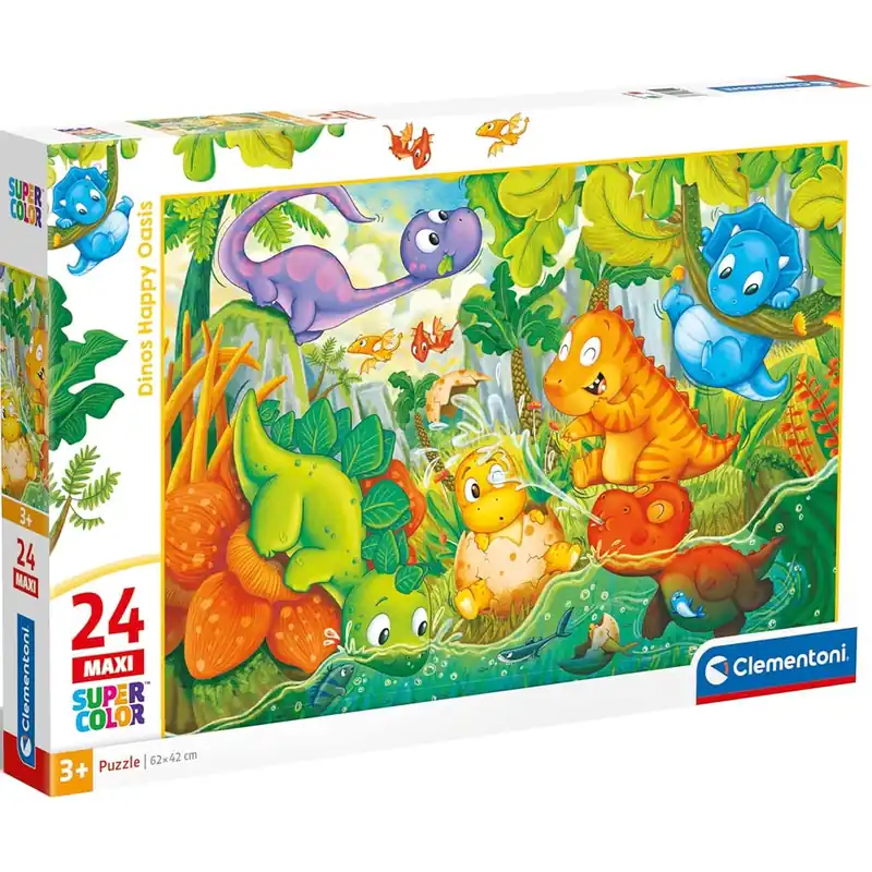 Játszadozó dinók 24 db-os maxi supercolor puzzle - Clementoni Biztonságos fizetés