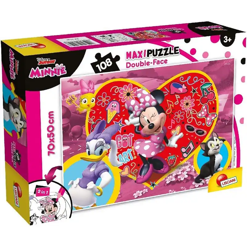 Minnie egér 2 az 1-ben 108db-os puzzle és színező 70x50cm - Lisciani Kiárusítás