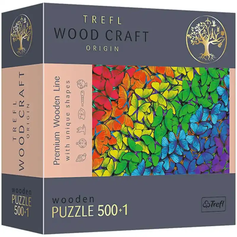 Wood Craft Szivárvány pillangók fa puzzle 500+1db-os - Trefl Olcsóbb