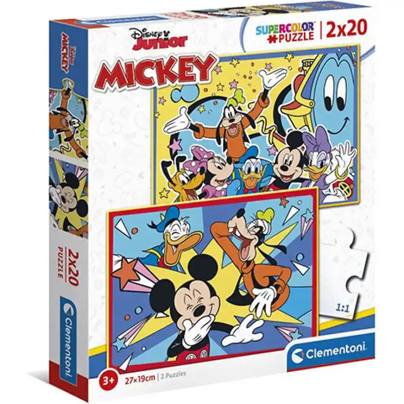 Azonnali szállítás Mickey egér és barátai Supercolor 2 az 1-ben puzzle 2x20db-os - Clementoni