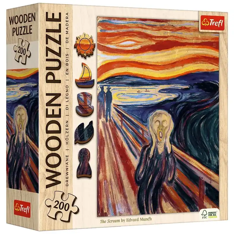 Szezonális akció Edvard Munch A sikoly 200db-os fa puzzle - Trefl