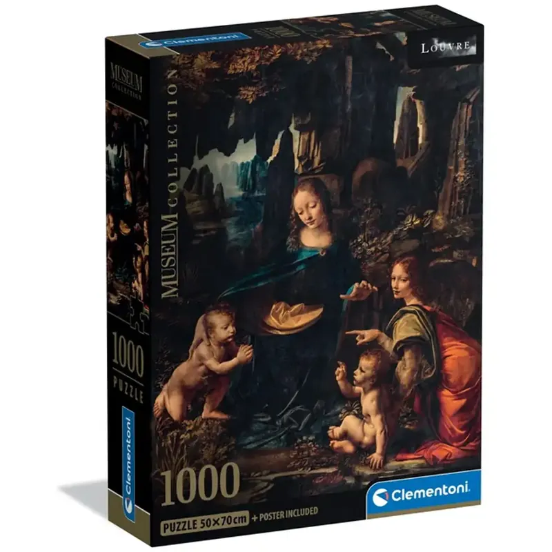 Végkiárusítás Museum Collection Leonardo da Vinci - A sziklák szűze 1000 db-os puzzle poszterrel - Clementoni