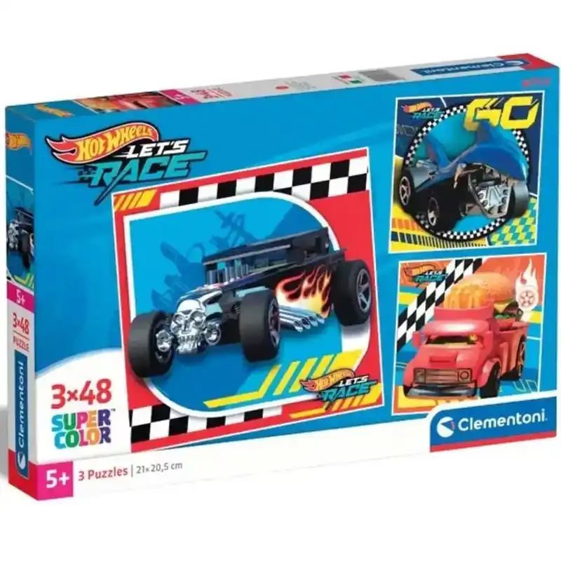 Legkelendőbb Hotwheels 3x48db-os Supercolor puzzle - Clementoni