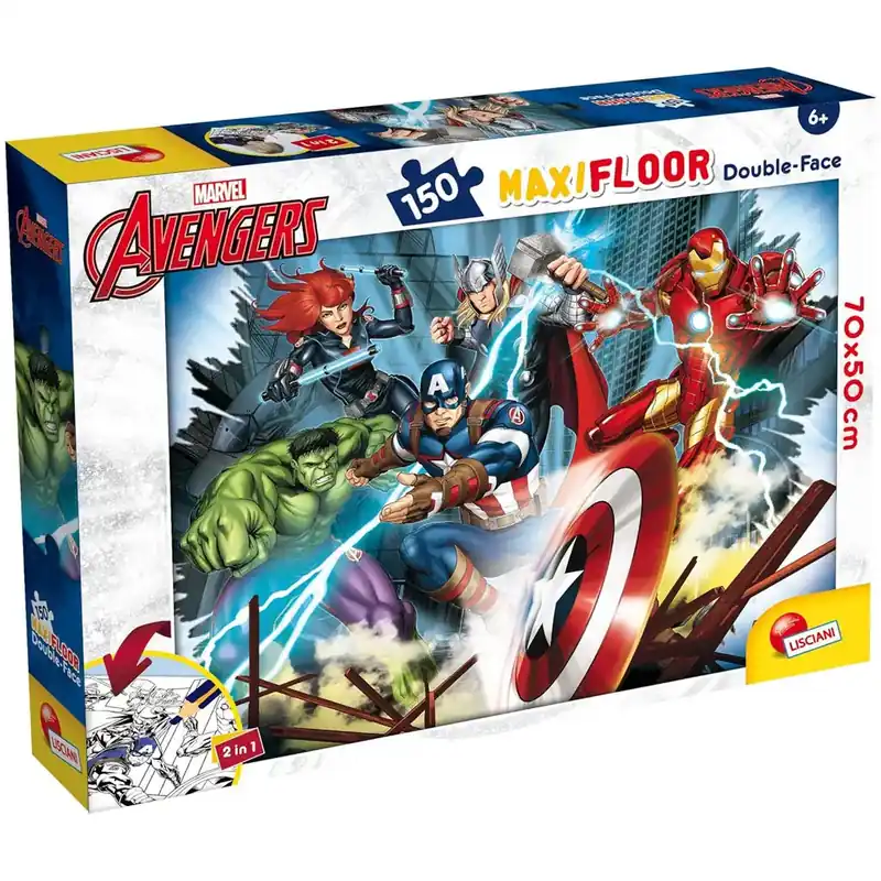Csak ma Bosszúállók 2 az 1-ben 150db-os maxi puzzle és színező 70x50cm - Lisciani