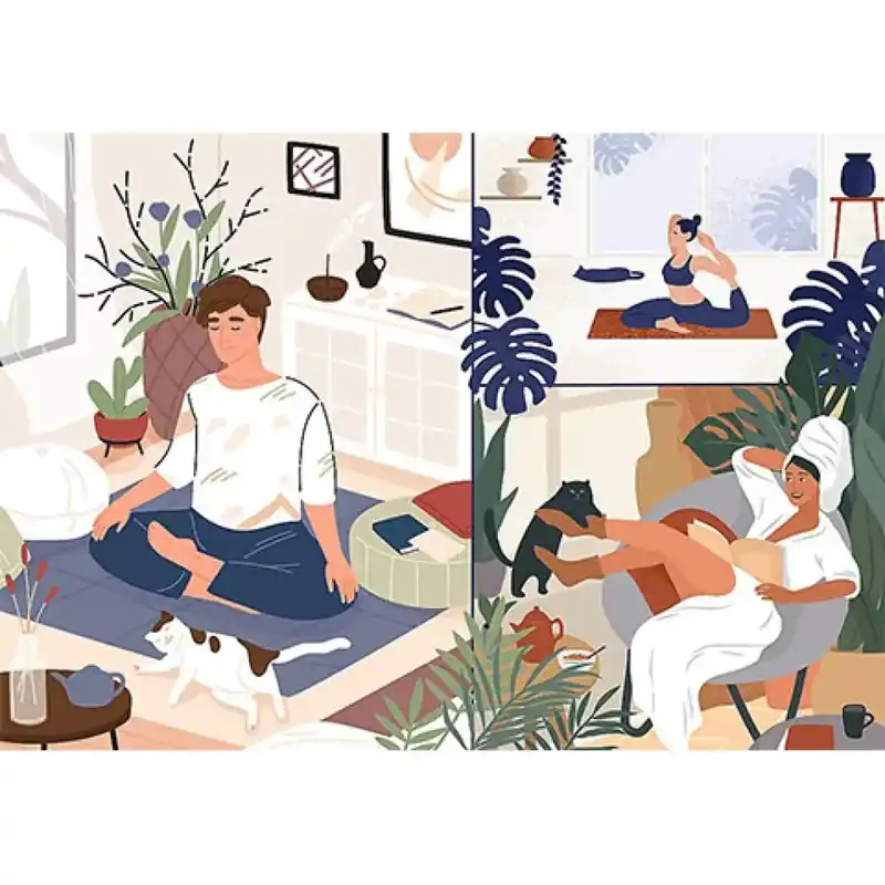 Bestseller Yoga, Cats, Coffee Szellemi béke 1000 db-os UFT puzzle - Trefl