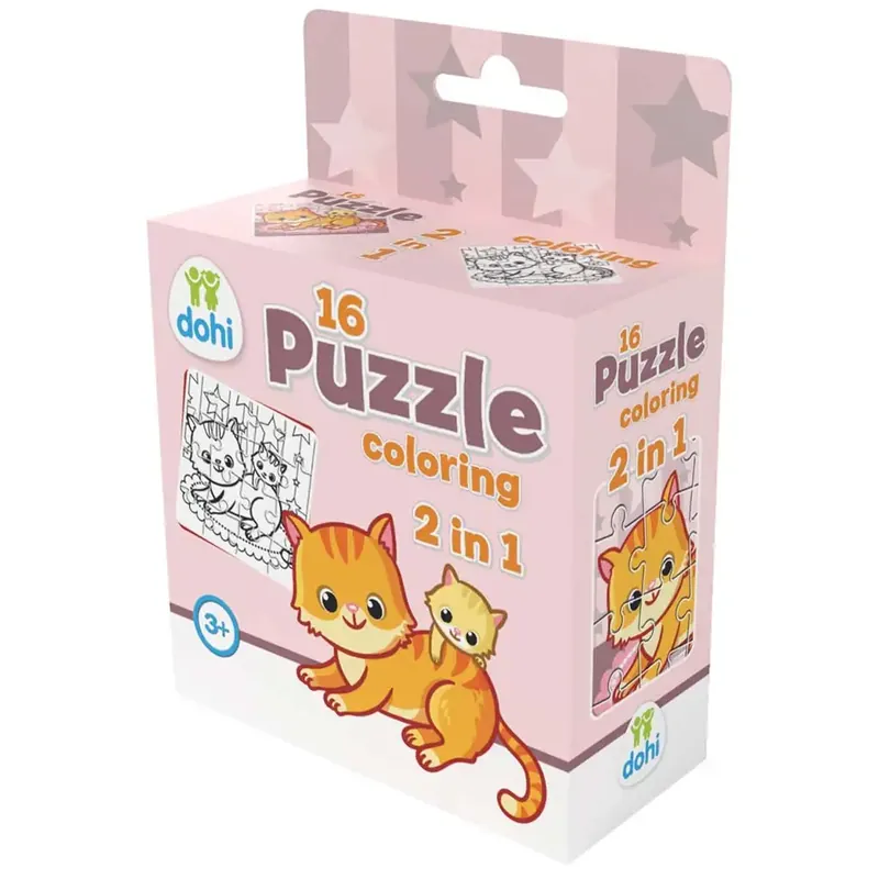 16 Darabos Színezős Puzzle 2 az 1-ben - Cica Nézd meg most