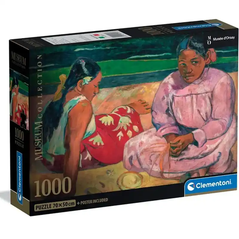 Szezonális akció Museum Collection Gauguin - Tahiti nők a tengerparton 1000 db-os puzzle poszterrel - Clementoni