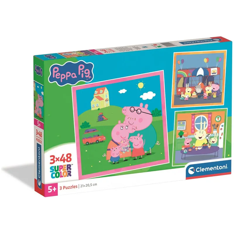 Olcsó Peppa malac 3x48db-os Super Color puzzle - Clementoni