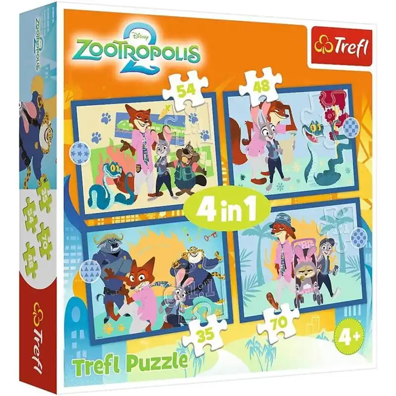 Biztonságos vásárlás Zootropolis 2 - 4 az 1-ben 35-48-54-70db-os puzzle - Trefl