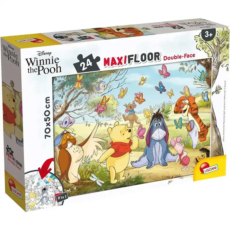 Szezonális akció Micimackó 2 az 1-ben maxi 24db-os puzzle és színező 70x50cm - Lisciani