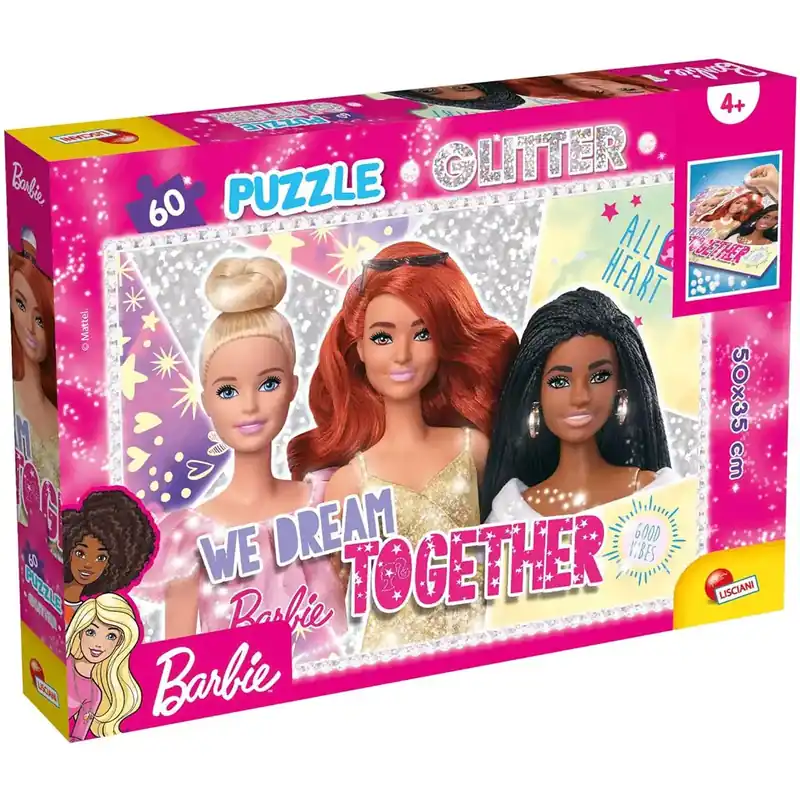 Barbie barátnők 60db-os glitter puzzle 50x35cm - Lisciani Gyors kiszállítás