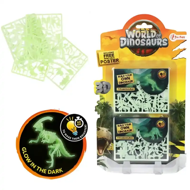 Dínós fluoreszkáló 3D puzzle többféle változatban 1db Azonnali szállítás