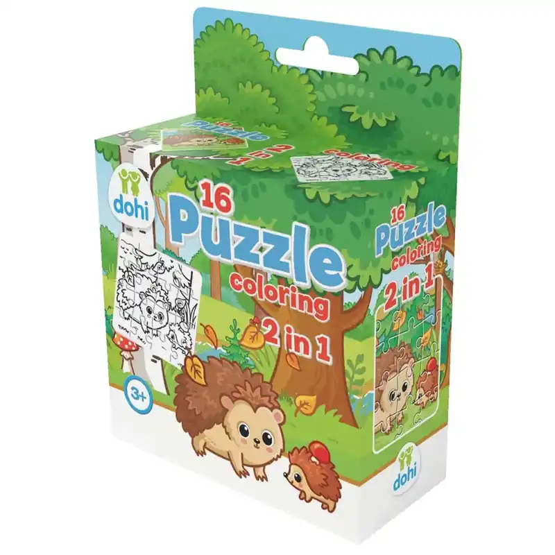 16 Darabos Színezős Puzzle 2 az 1-ben - Süni Biztonságos fizetés