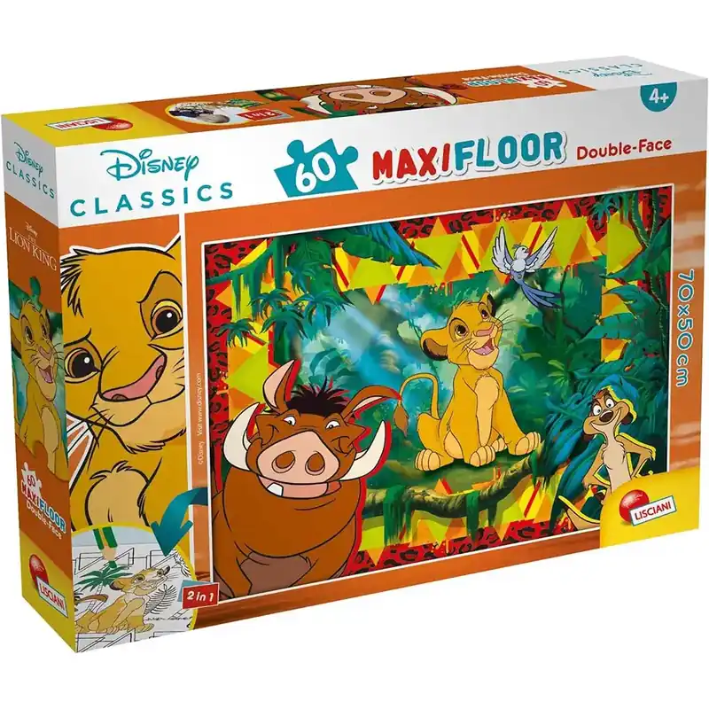 Az Oroszlánkirály 2 az 1-ben 60db-os maxi puzzle és színező 70x50cm - Lisciani Kiárusítás