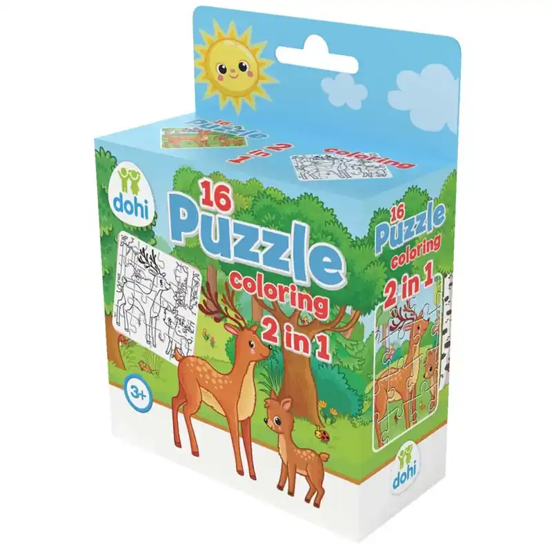 Népszerű 16 Darabos Színezős Puzzle 2 az 1-ben - Szarvas