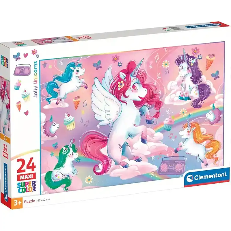 Színes unikornisok 24 db-os maxi supercolor puzzle - Clementoni Vedd meg most