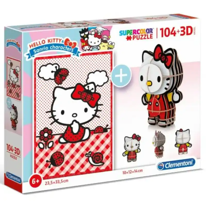 Clementoni Hello Kitty 2 az 1-ben 104db-os puzzle és modell figura Olcsóbb