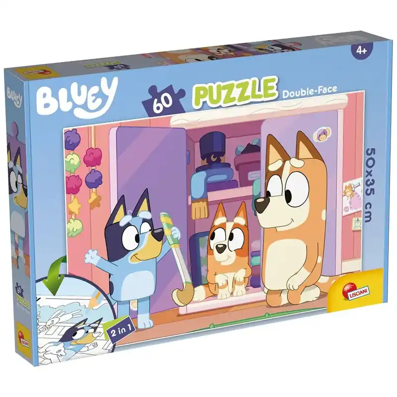 Bluey 2 az 1-ben 60db-os puzzle és színező 50x35cm - Lisciani Prémium