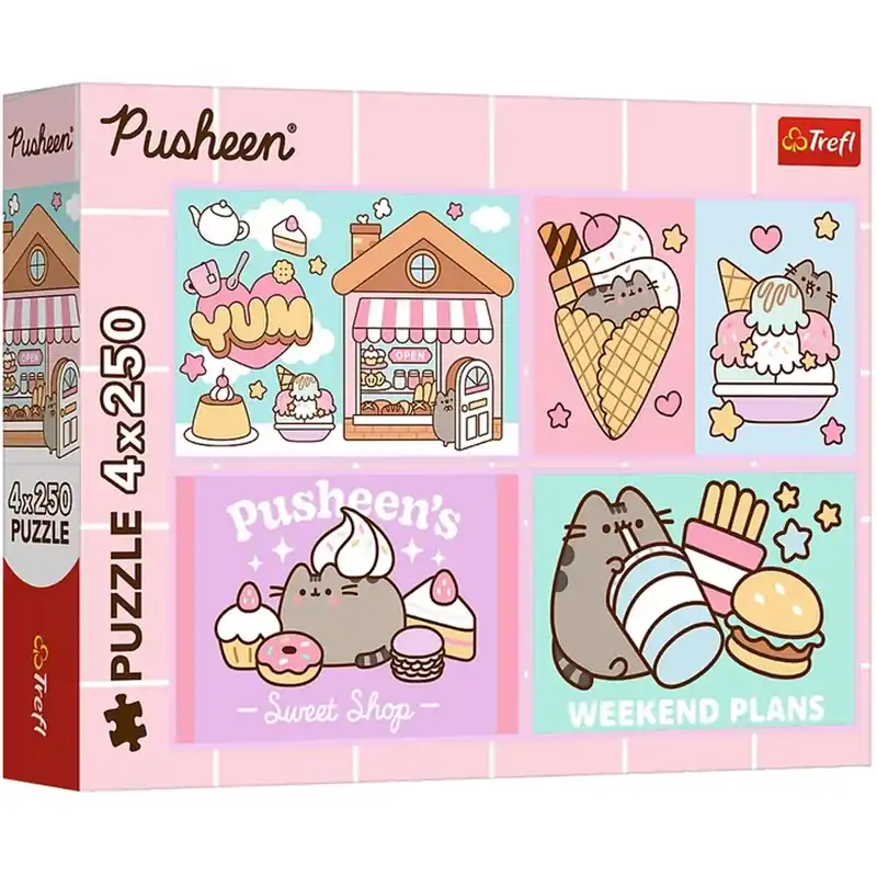 Ismerd meg Pusheen cicát 4x250db-os puzzle - Trefl Legnépszerűbb