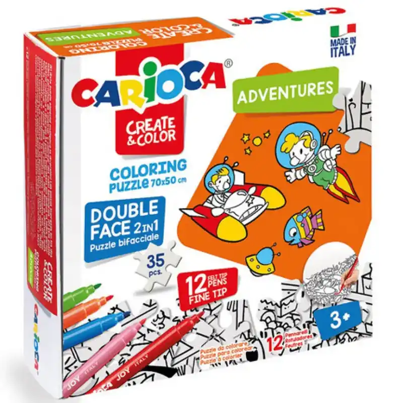 Prémium Kalandok színezhető kétoldalú puzzle 12db filctollal - Carioca