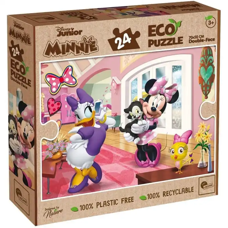 Vásárlói kedvenc Minnie egér és Daisy kacsa kalandjai 2 az 1-ben 24db-os Eco maxi puzzle és színező 70x50cm - Lisciani