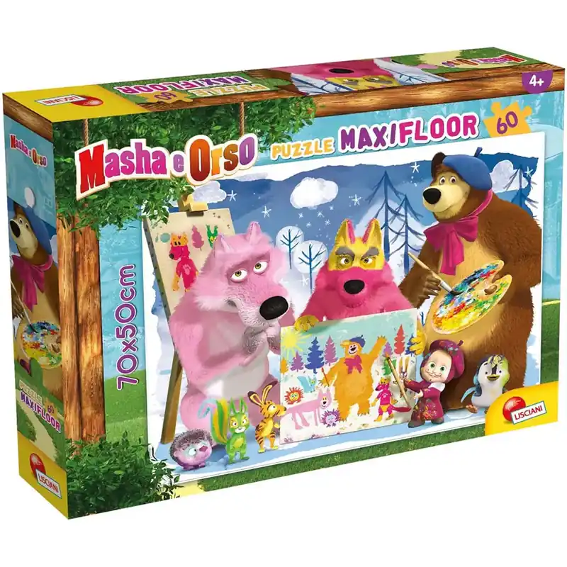Mása és a medve festés a barátokkal 60db-os maxi padló puzzle 70x50cm - Lisciani Szuper ajánlat