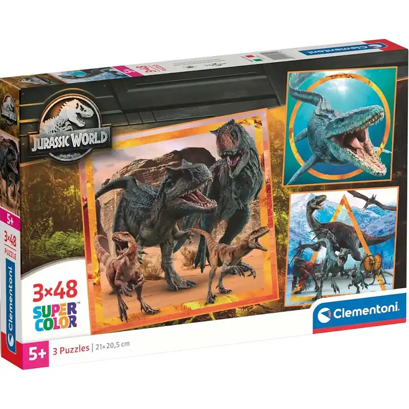 Olcsóbb Jurassic World 3x48db-os Supercolor puzzle - Clementoni