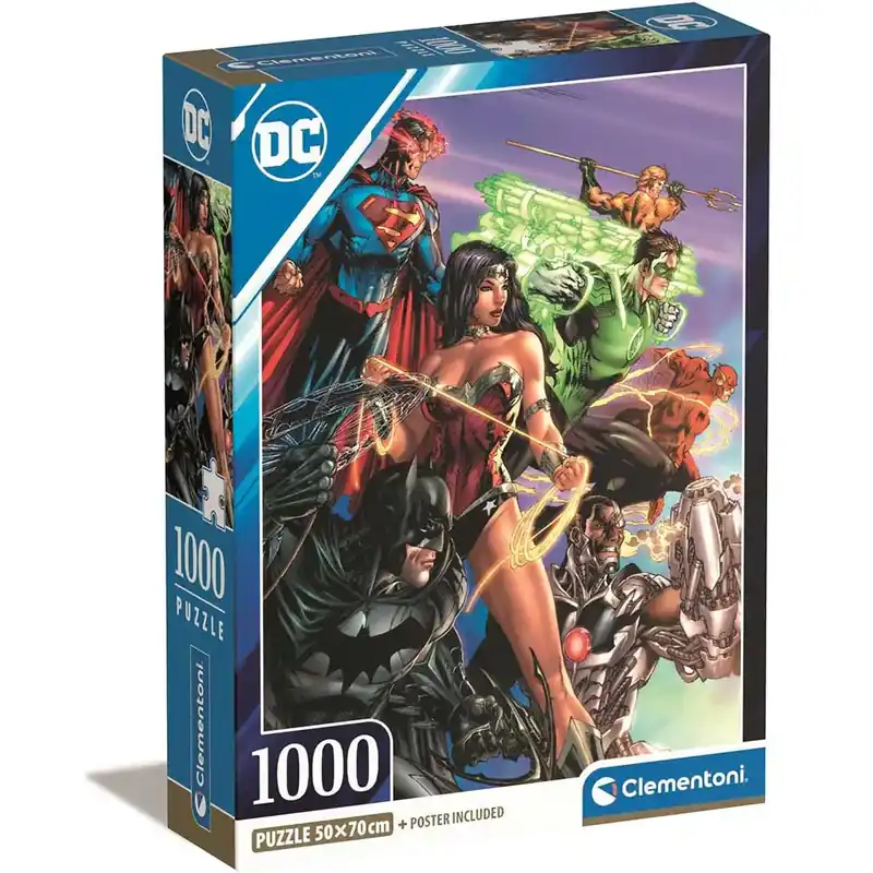 DC Comics Az igazság ligája 1000db-os Compact puzzle 50x70cm - Clementoni Azonnali szállítás