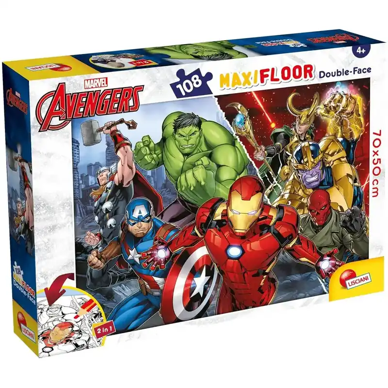Bosszúállók 2 az 1-ben 108db-os maxi puzzle és színező 70x50cm - Lisciani Biztonságos fizetés
