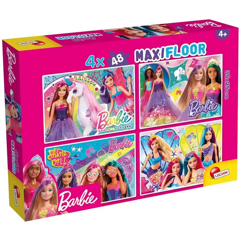 Barbie mágikus világa 4x48db-os maxi padló puzzle 35x25cm - Lisciani Azonnali szállítás