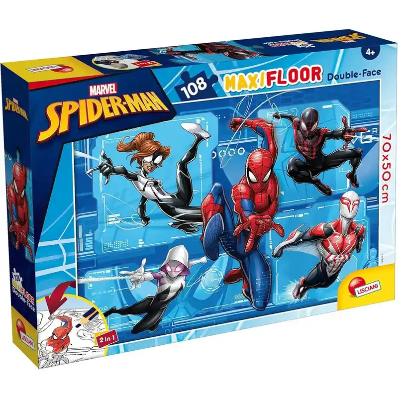 Ne maradj le Pókember 2 az 1-ben maxi 108db-os puzzle és színező 70x50cm - Lisciani