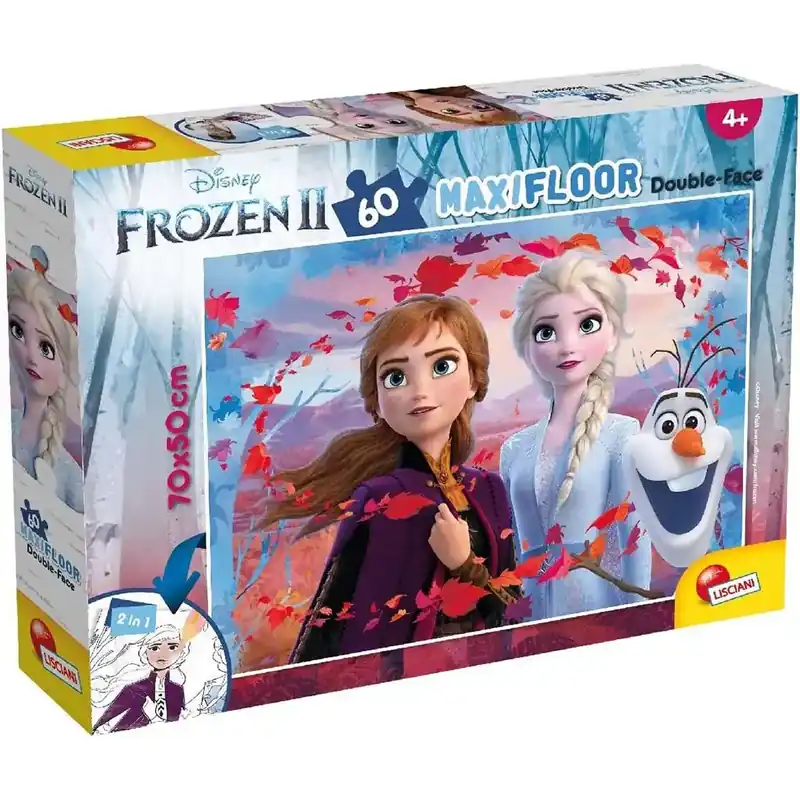 Kiárusítás Jégvarázs 2 az 1-ben maxi 60db-os puzzle és színező 70x50cm - Lisciani