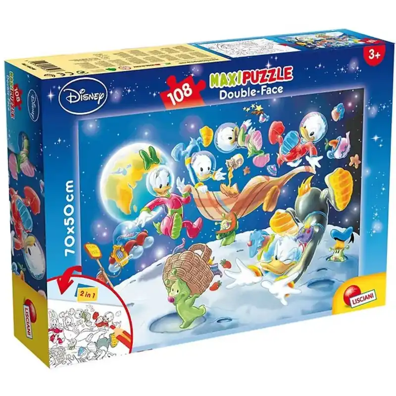 Kihagyhatatlan ajánlat Kacsamesék Donald az űrben 2 az 1-ben 108db-os puzzle és színező 70x50cm - Lisciani